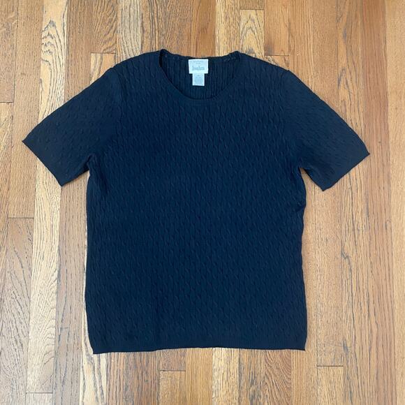 Vintage Belford for Neiman Marcus Black Short Sleeve Silk Sweater - Picture 3 of 6